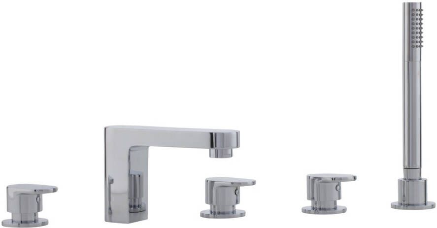 Nemo Spring Nera badmengkraan vijfgatsmontage met douchegarnituur badrandmontage chroom 109719802