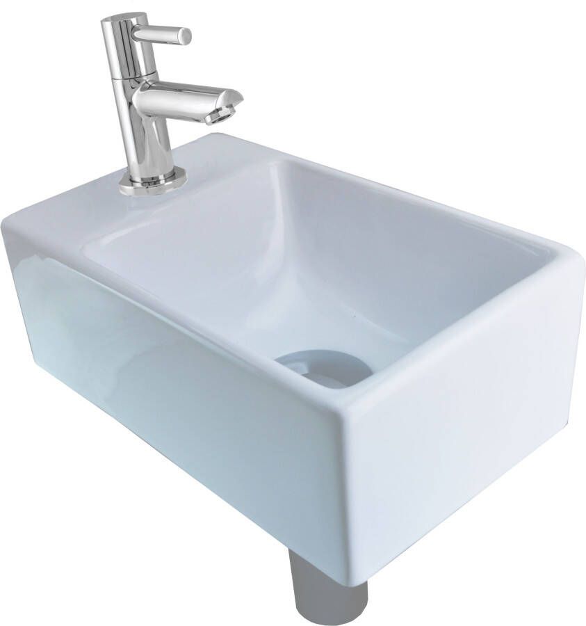 Wiesbaden Fonteinset Rhea XXS Links 30 5x18x11 cm Amador Toiletkraan Hendel Waste en Sifon Glans Chroom