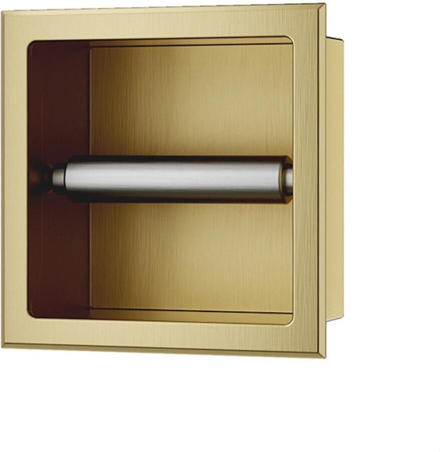Sanifun Dorri toiletrolhouder zonder klep inbouw geborsteld messing.
