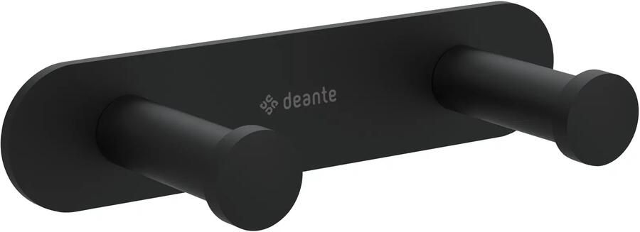 Sanifun Jasmijn badkamerhanger mat zwart– dubbele kapstok van roestvrij staal