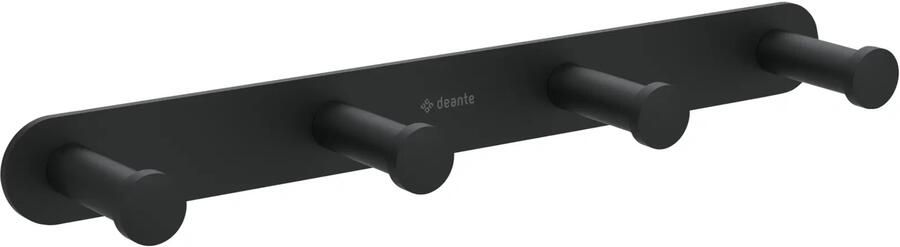 Sanifun Jasmijn badkamerhanger mat zwart–wandhaak met 4 haken