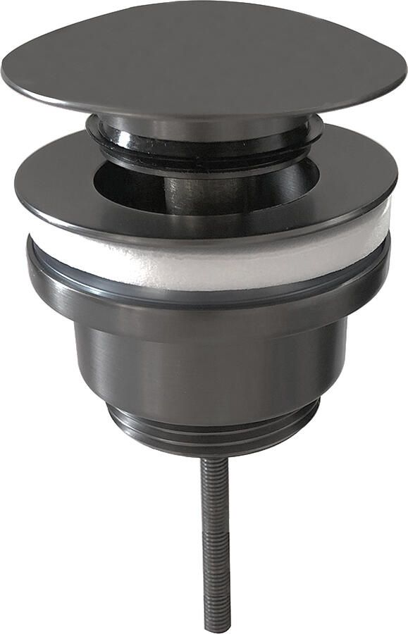 Sanifun Luxe Clickwaste Alco Gunmetal–Laag model met PVD-coating.