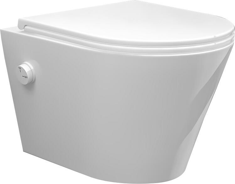 Sanifun rimless hangtoilet Rambo met koud water bidet-functie glans wit 52.