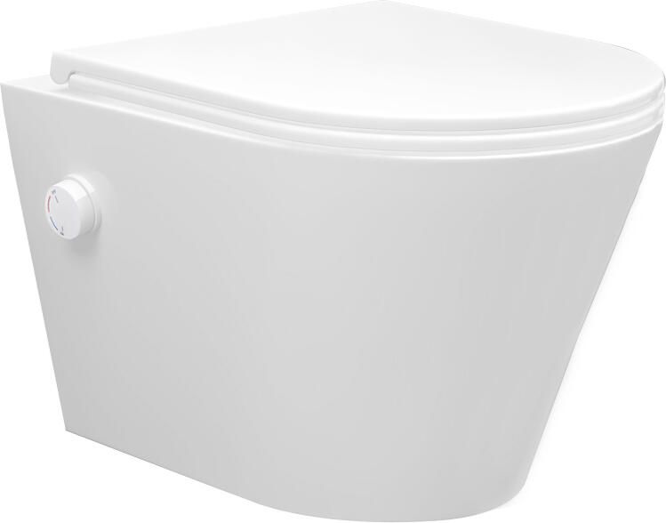 Sanifun rimless hangtoilet Rambo met warm koud water bidet-functie mat wit 52.