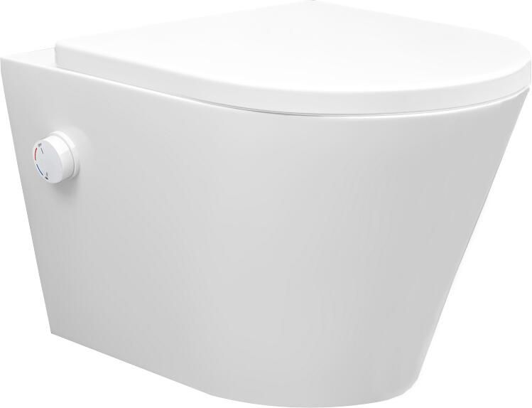 Sanifun rimless hangtoilet Rumba met warm koud water bidet-functie mat wit 52.