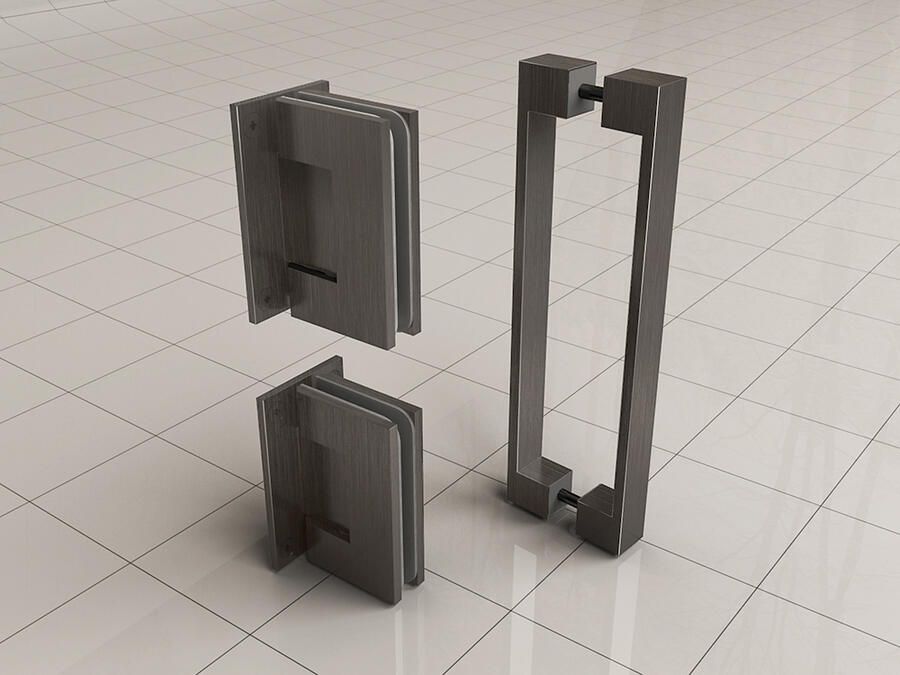 Sanifun Scharnierset met deurgreep Lego gunmetal.