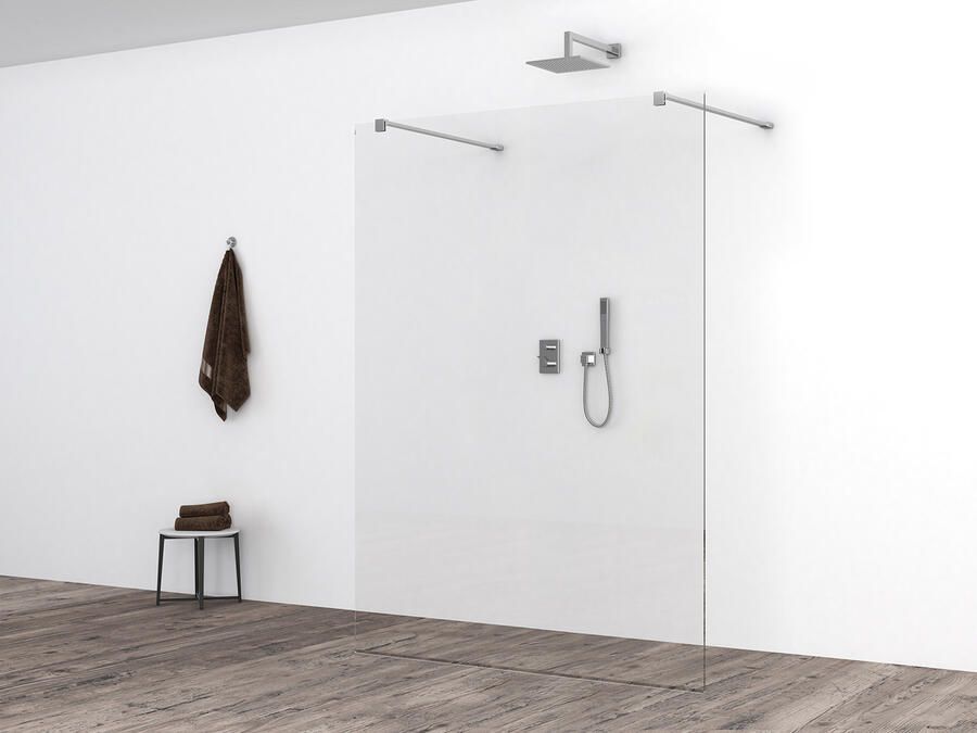 Wiesbaden Slim losse glaswand 95x200cm Helder glas 8mm met anti-kalk coating zonder profiel en stabilisatiestang 20.3472 - Foto 6