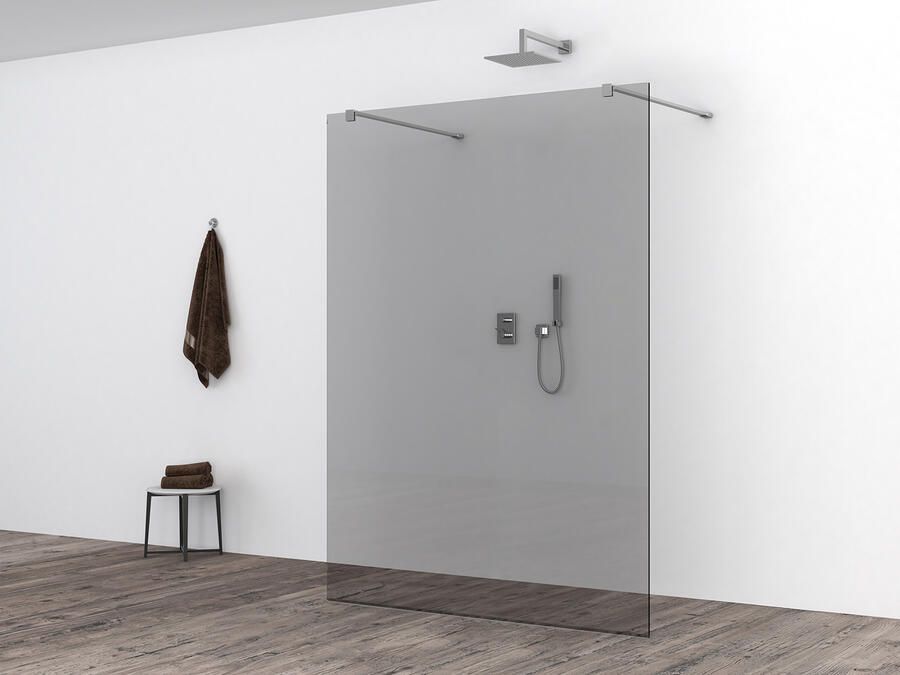 Wiesbaden Inloopdouche 120x200cm Antikalk Rookglas 8mm Veiligheidsglas Excl. Stabilisatiestang en Profielset - Foto 5