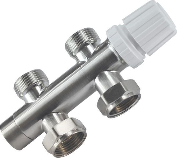 Sanifun thermostaatventiel onderblok 3 4 inch recht geborsteld staal.