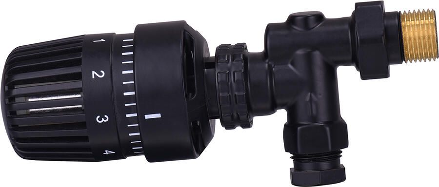 Sanifun thermostatische radiatorventiel Nero 1 2'" x 1.5 cm axiaal.