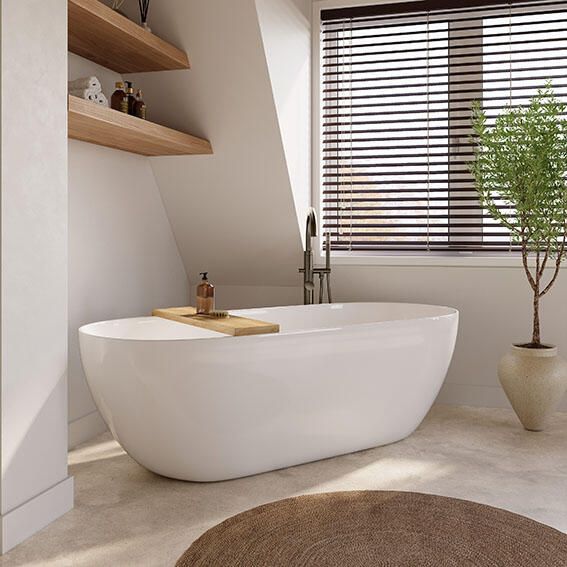 Sanifun vrijstaand ligbad Tessa180 x 80 acryl mat wit.