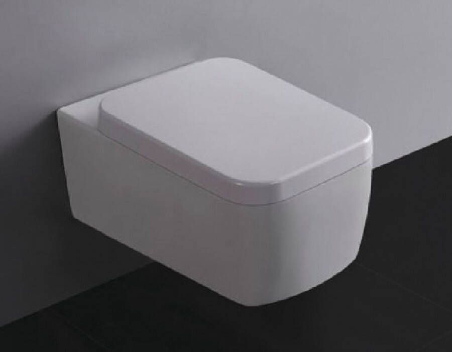 Xellanz Toiletpot Hangend Mila 55 5x37x34cm Wandcloset Keramiek Diepspoel Nano Coating EasyClean Glans Wit met Softclose Toiletbril