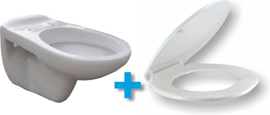 Xellanz Toiletpot Hangend Wiesbaden Neptunus 54x36x34 5cm Wandcloset Keramiek Diepspoel Glans Wit met Toiletbril - Foto 4