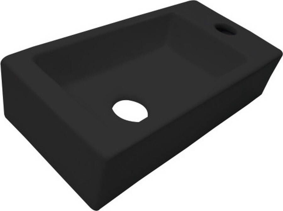 Douche Concurrent Fontein Farnetta Rechthoek Rechts 37x18x9cm Keramiek Mat Zwart