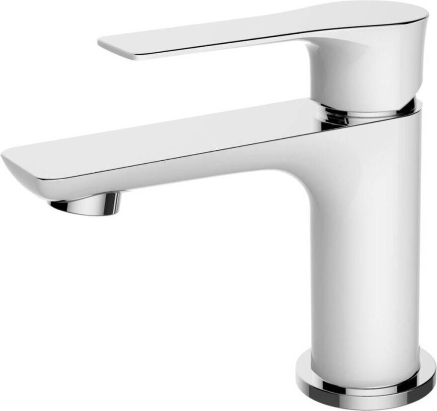 Wiesbaden Wastafelkraan Condor Opbouw Laag Mengkraan Rond Chroom Wit 1 Greeps