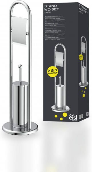 Schütte EISL Toiletset Chroom– Staande WC Borstel&Toiletrolhouder– RVS