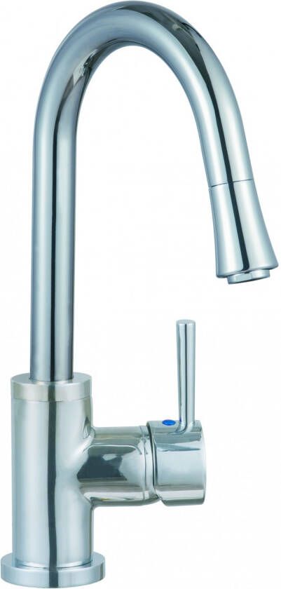 Schütte Keukenmengkraan Schutte Unicorn Hoge Draaibare Uitloop En Uittrekbare Mousseur Chroom