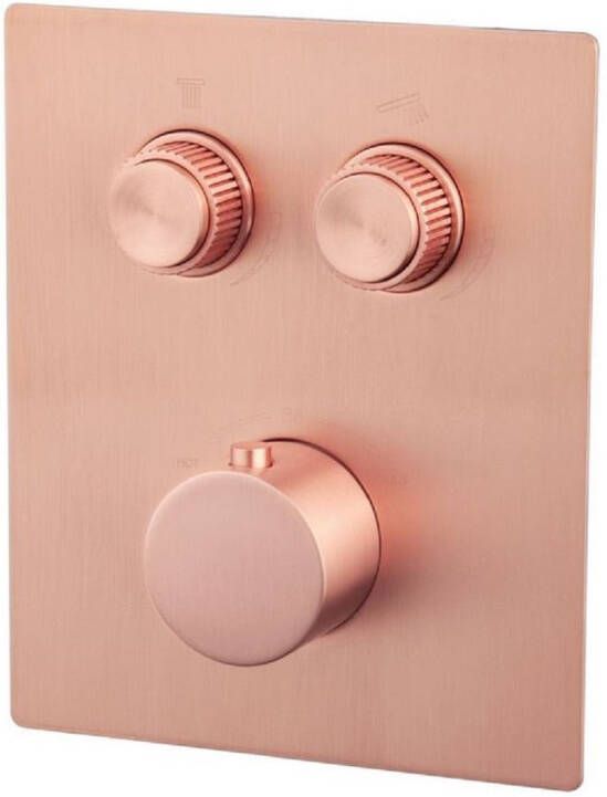 Wiesbaden Douchekraan Caral Klik Pro Afbouwdeel Thermostatisch Inbouw Geborsteld Koper 2-weg
