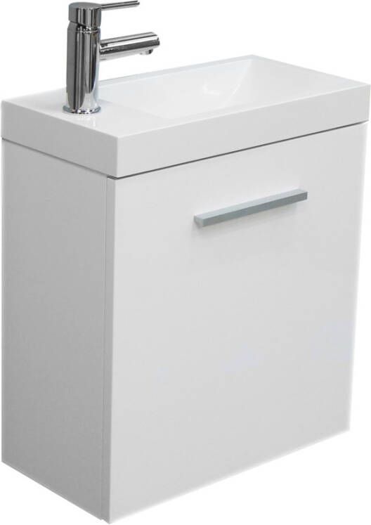 Xellanz Toiletmeubel Emma Hangend 50x50x25cm MDF Hoogglans Wit Softclose Kunstmarmeren Wasbak - Foto 4