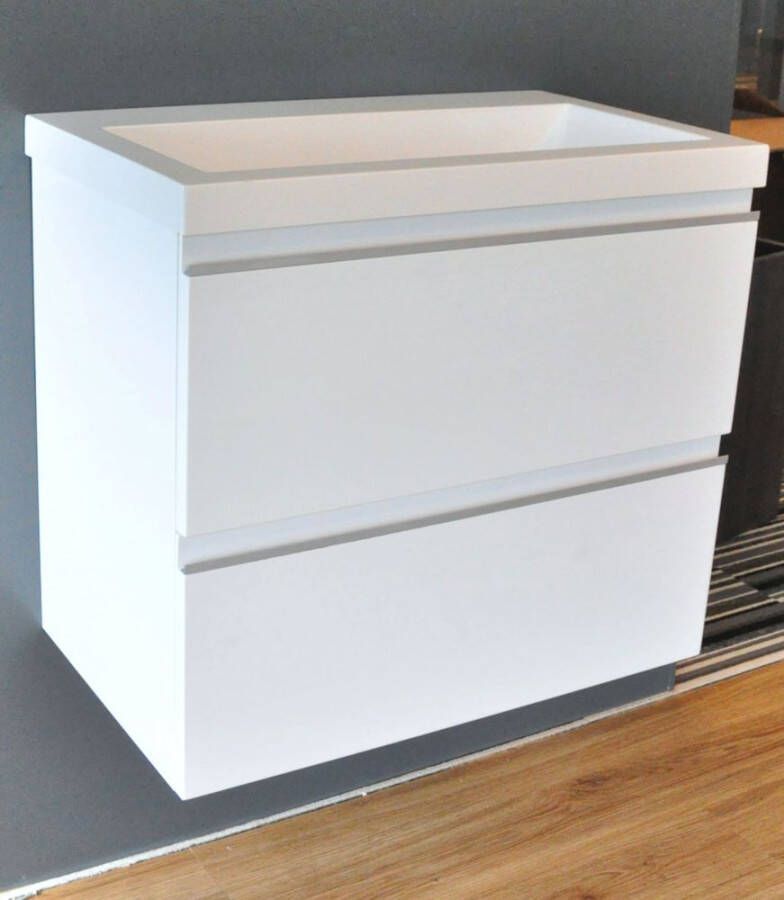 Wiesbaden Badkamermeubel Onderkast Luxa Hangend 60x50x35cm MDF Hoogglans Wit Softclose Greeploos - Foto 2