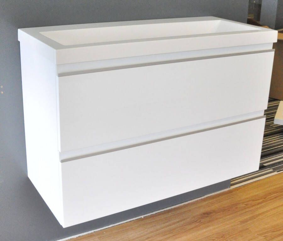 Wiesbaden Badkamermeubel Onderkast Luxa Hangend 80x50x35cm MDF Hoogglans Wit Softclose Greeploos - Foto 2