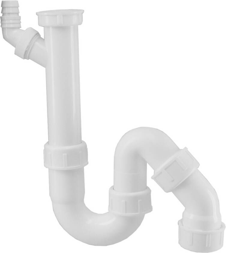 Sanifun Universeelsifon met wasmachine-aansluiting 1 2" x 4 cm– Klem Wit.