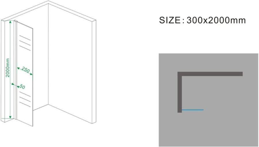 Wiesbaden Douchewand Miami 30x200cm Antikalk Helder Glas Chroom Profiel 10mm Veiligheidsglas Easy Clean - Foto 8