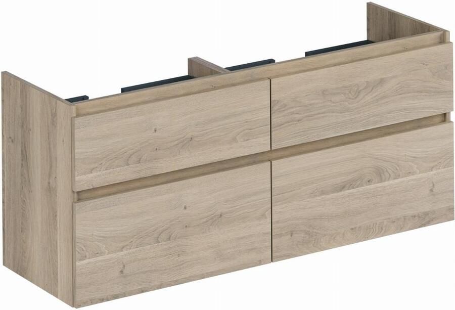 BLUE LABEL Mette onderkast 4x lade greeploos 4x greeplijst in kleur meubel 2x uitsparing 140cm urban oak 60x140x9 (hxbxd)