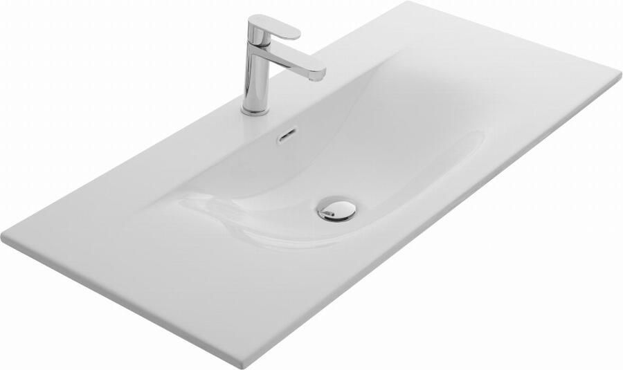 BLUE LABEL Mette wastafel keramiek model Soft 1x kom 1x kr gat 100cm wit glans 100x46x1 8 (bxdxh)