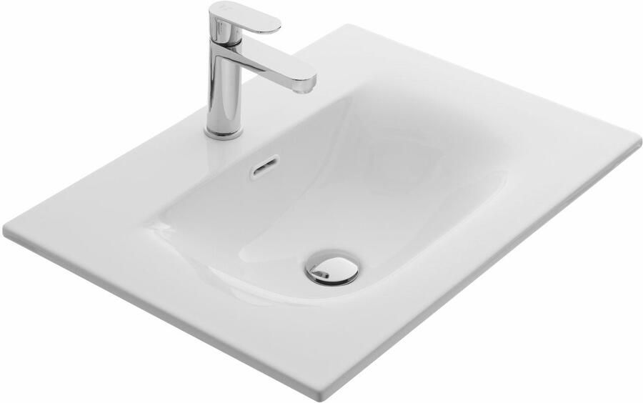 BLUE LABEL Mette wastafel keramiek model Soft 1x kom 1x kr gat 60cm wit glans 60x46x1 8 (bxdxh)