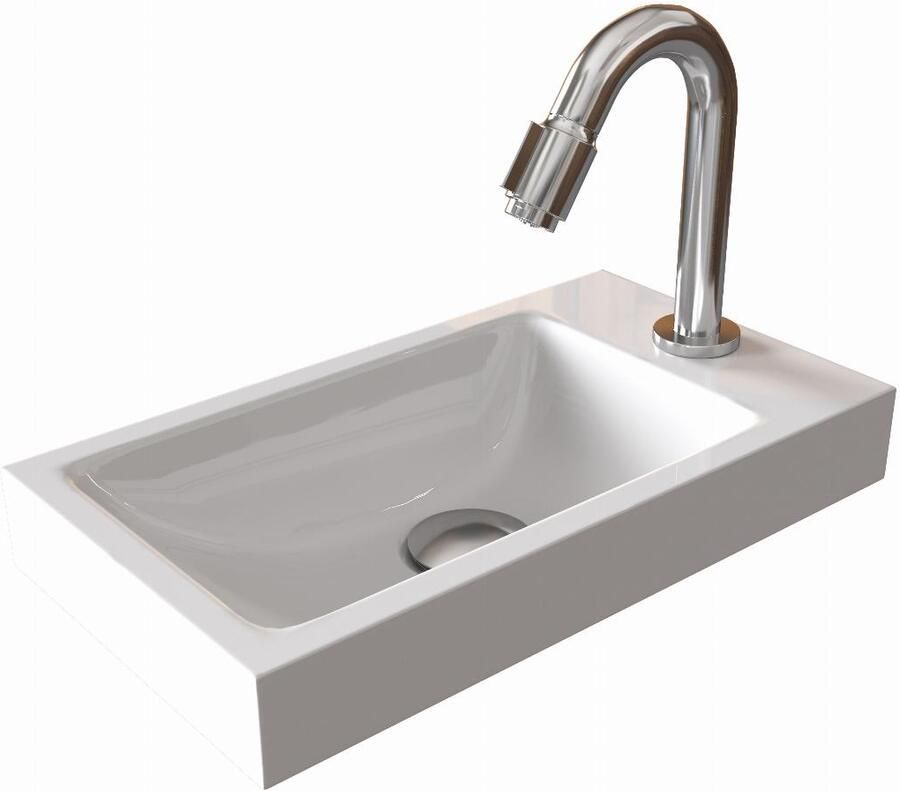 BLUE LABEL Mette wastafel mineraal model Joy 40cm wit 40x22x5 5 (bxdxh)