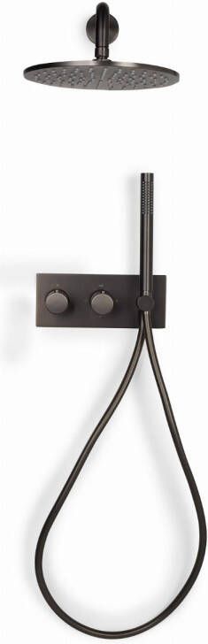 BLUE LABEL Brondby facet douchesysteem horizontaal met houder incl. inbouwdeel omstel hoofddouche 250mm gun metal
