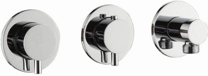 BLUE LABEL Brondby inbouwthermostaat met 3-weg omstelling inbouw + afbouwdeel ronde rozetten 1 2" aansluiting chroom FK-CA22-H-CP - Foto 3