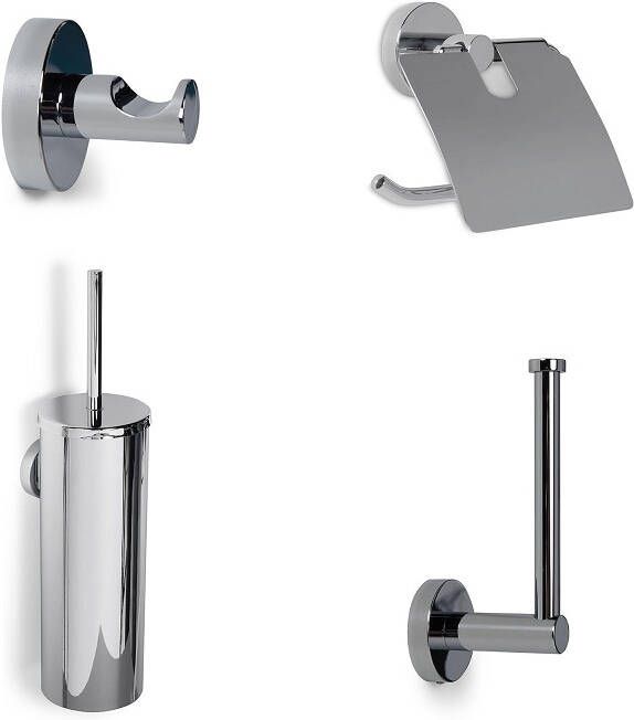 BLUE LABEL Vida toiletset toiletborstel toiletrolhouder reserverolhouder en haakje chroom FK8001CH - Foto 2