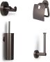 BLUE LABEL Vida toiletset wc borstel toiletrolhouder reserverolhouder en haakje gun metal FK8001GM - Thumbnail 1