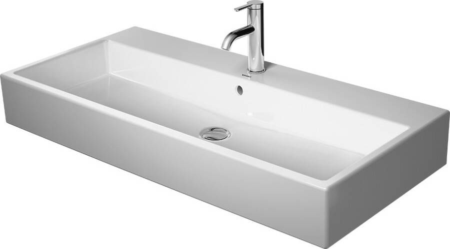DURAVIT meubelwastafel 100cm met overloop onderzijde geglazuurd 2 kraangaten doorgestoken grote tussenruimte wit