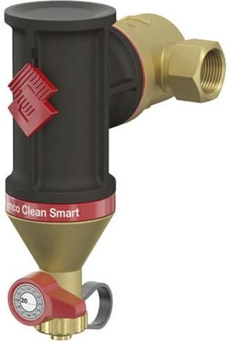 FLAMCO Clean Smart vuilafscheider 25mm PN10 messing kunststof horizontaal verticaal bouwlengte 106mm