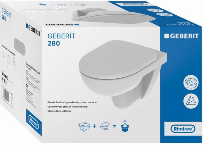 GEBERIT 280 Basic wandclosetpack diepspoel z spoelrand hxbxd 390x360x530mm wit S8P01500000G