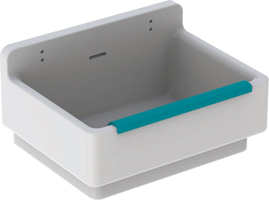 GEBERIT 300 Basic Uitstortgootsteen 1x spoelbak met overloop met roostergaten keramiek 610 x 460 x 340mm(DxBxH ) wit