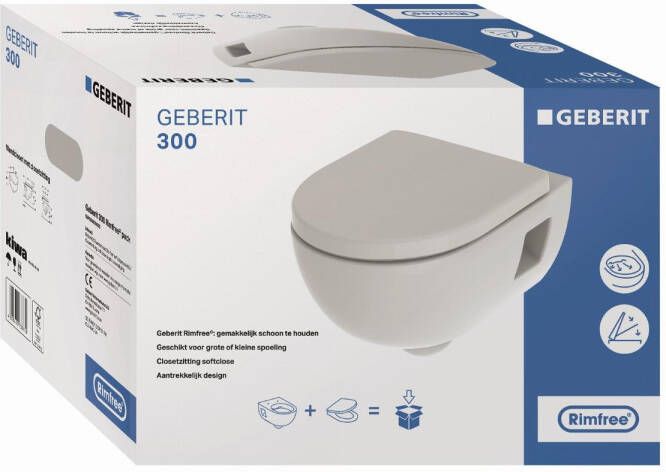 GEBERIT 300 Basic wandclosetpack diepspoel zonder spoelrand hxbxd 388x370x530mm wit S8P00090000G