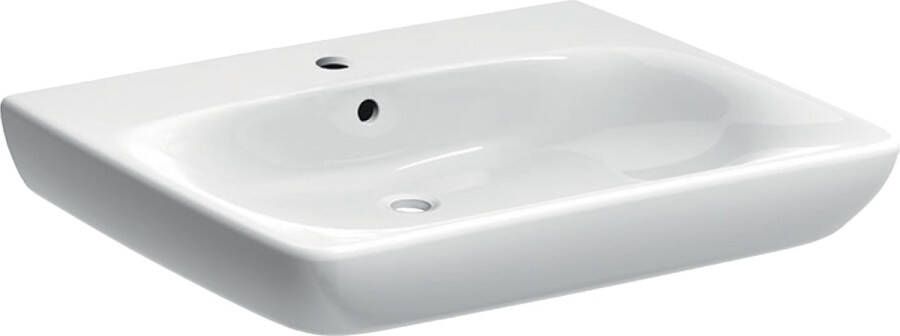 GEBERIT 300 Comfort Wastafel MIVA 1x waskom kraangat midden overloop keramiek 650 x 550 x 150mm(BxDxH ) wit
