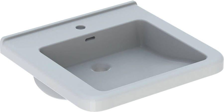 GEBERIT 300 Comfort Wastafel MIVA vierkant 1x waskom kraangat midden overloop keramiek 550 x 525 x 155mm (BxDxH) wit