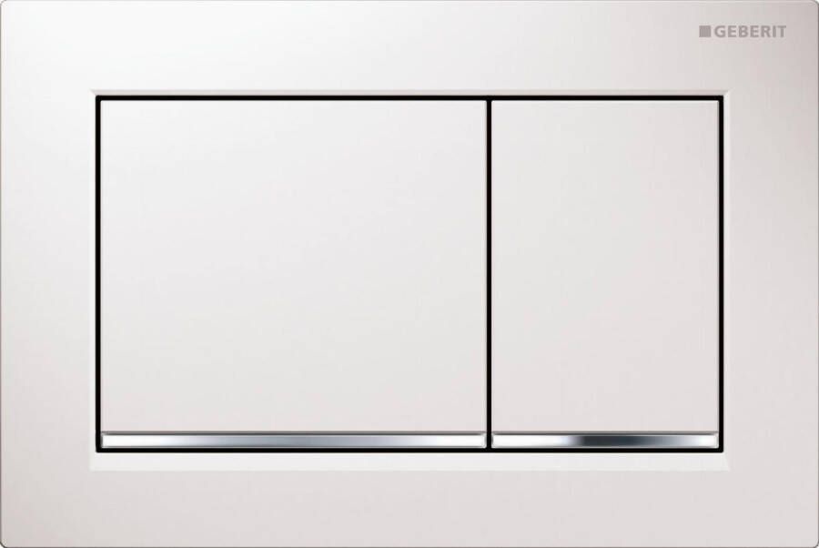 Geberit Omega30 bedieningplaat 2-toets spoeling frontbediening voor toilet 21.2x14.2cm wit glans chroom wit 115.080.KJ.1 - Foto 2