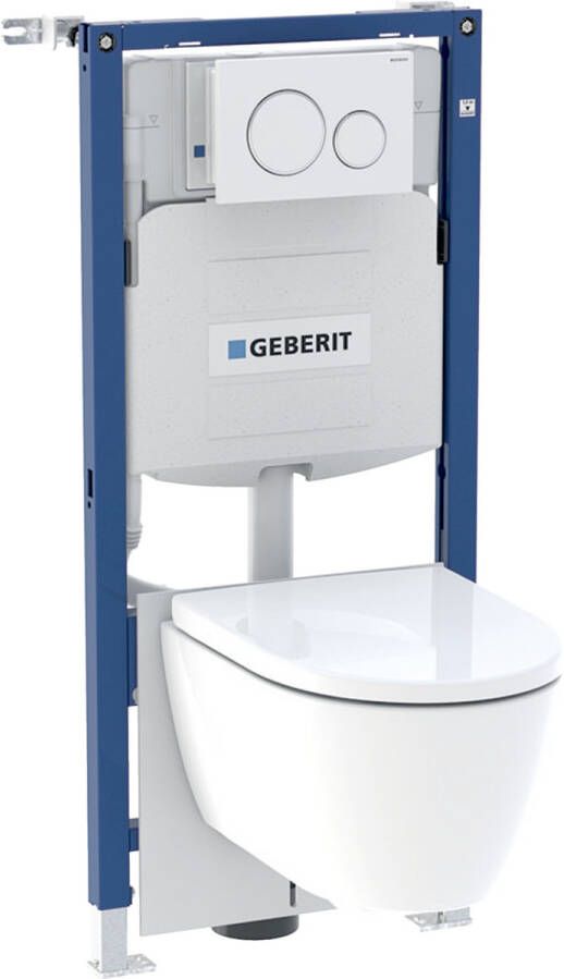 GEBERIT Duofix complete set voor wand-wc 112 cm met Sigma inbouwreservoir 12 cm Sigma20 bedieningsplaat en iCon wand-wc Rimfree