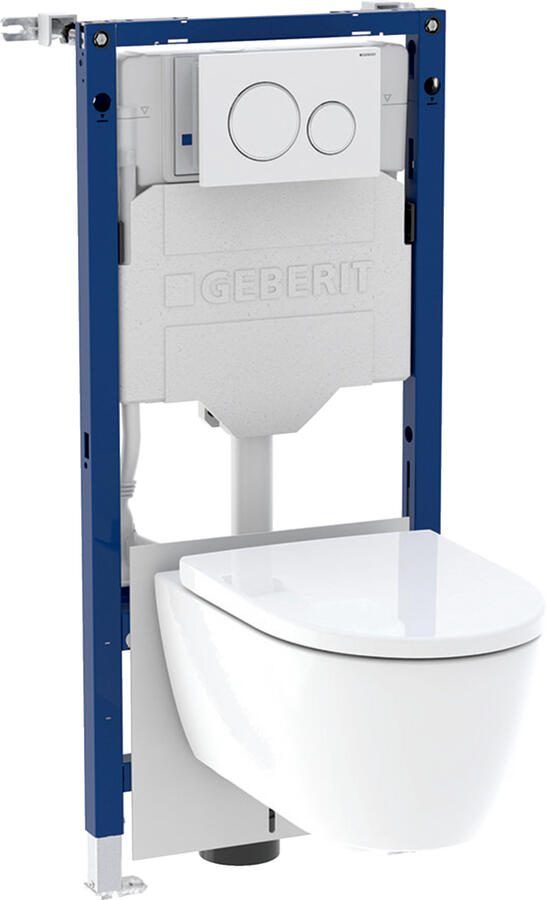 GEBERIT Duofix inbouwreservoir Sigma12 cm Sigma20 bed.paneel wit ring mat wit iCon WC Turboflush 118407111
