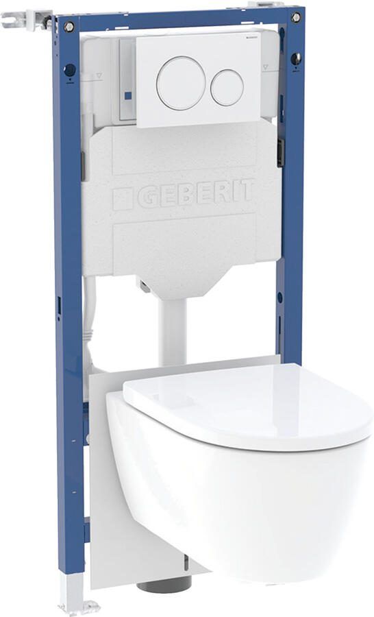 GEBERIT Duofix inbouwreservoir Sigma12 cm Sigma20 wit ring mat wit iCon WC Rimfree 118404113