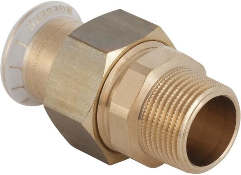 GEBERIT Mapress 3D koppeling recht 3 delig brons met CIIR afdichtring 35mm x R1.1 4"(persmof x buitendraad )