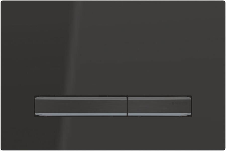 Geberit Sigma50 bedieningplaat 2-toets spoeling frontbediening voor toilet 24.6x16.4cm zwartchroom zwart 115671DW2