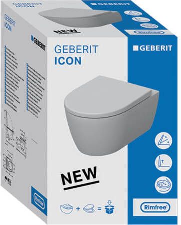 Geberit iCon wc pack wandcloset 53 cm met Rimfree en diepspoel met Softclose en Quick Release zitting wit - Foto 2