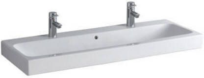 Geberit Icon wastafel 120x48.5x16cm 1 wasbak 2 kraangaten Links en rechts met overloopgat Keramiek Wit glans 124020000 - Foto 2